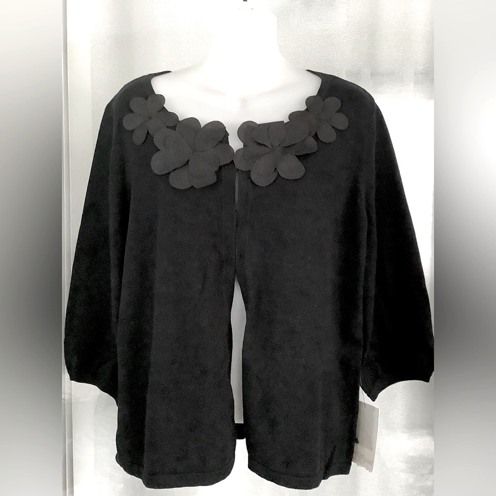 MERCER STREET STUDIO OPEN FRONT BLACK CARDIGAN SWEATER